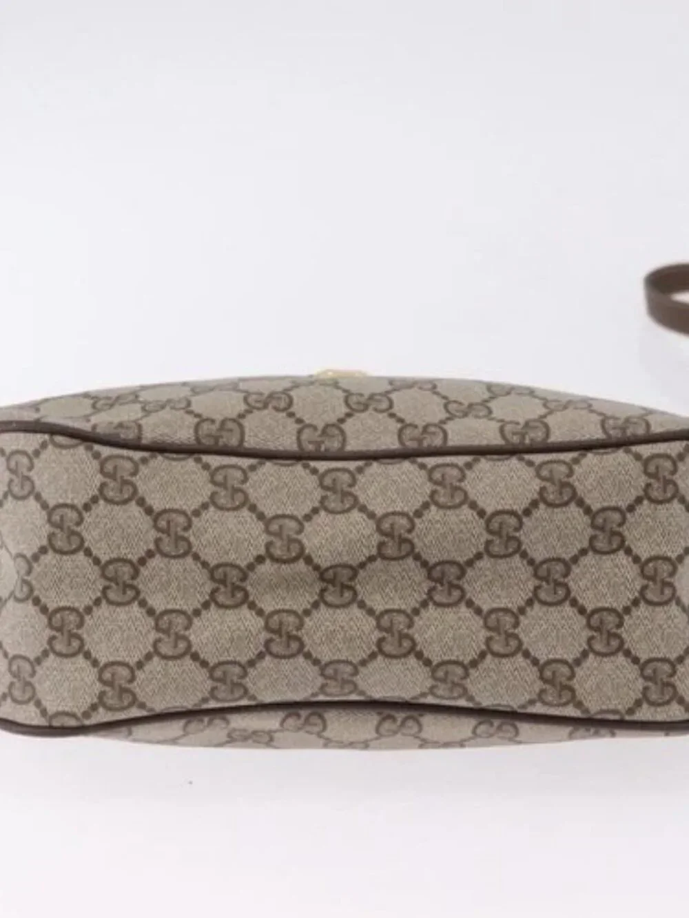 GUCCI GG Supreme Web Sherry Line Bag PVC Beige Gold 89 02 077 Auth ep15007